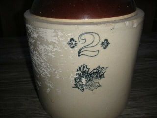 Antique Vintage 2 - Gallon Western Stoneware Company Maple Leaf Jug Crock 2