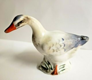 Vintage Antique German Porcelain Bisque Duck Figurine Marked Goose Miniature