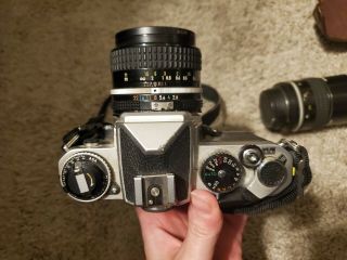 Vintage Nikon FE 35mm Camera w/ Lenses Nikkor 135mm and 35mm 3