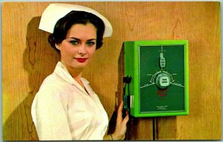 Vintage Chrome Advertising Postcard Pretty Nurse Bantam Bovie Hospital Equipment