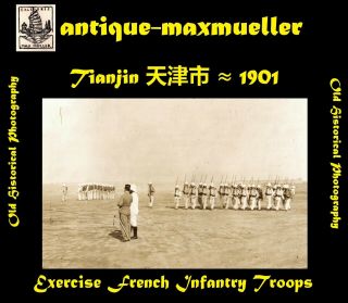 China Tianjin Tientsin 天津市 Lang - Fang Exercise French Infantry 3x Photos ≈1901