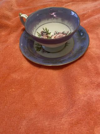 Vintage Royal Halsey Very Fine Bone China Red Rose Tea Cup & Saucer