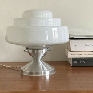 Lampe De Table,  Lampe De Chevet Vintage,  Verre Ancien,  Opaline Blanche