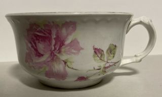 Vintage Large Porcelain Cup With Roses,  Fancy Handle