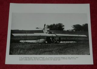 1923 Press Photo Charles Lindbergh Sr & Jr Jenny Plane Crash Us Senate Campaign