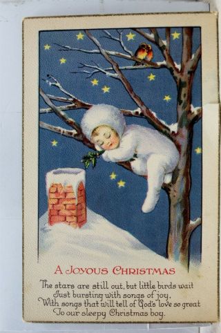 Christmas A Joyous Xmas Little Birds Songs Of Joy Stars Still Out Postcard Old
