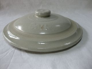 Antique Stoneware Salt Glaze 3 Gal Crock Lid 2