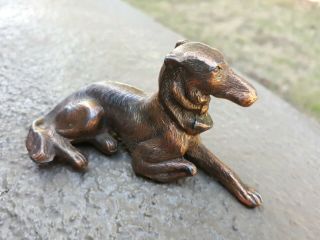 Antique Solid Copper Doberman Pinscher Figurine Made In Japan