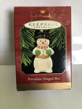 Hallmark Keepsake 1997 Ornament Snowman Porcelain Hinged Box