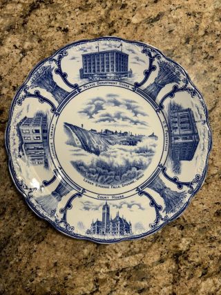 Antique F.  W.  & Co England 9.  5 Inch Spokane,  Washington Blue And White Plate