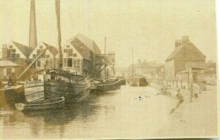 1900s Photograph Canal Barges And Industrial Buildings Beverley Yorkshire