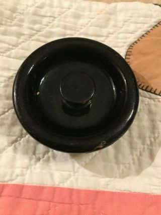 Black Stoneware / Crock Lid Part,  Fits 3 " Opening,  3 Small Chips
