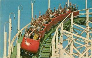 Giant Dipper Roller Coaster,  Santa Cruz Beach,  California Vintage Postcard