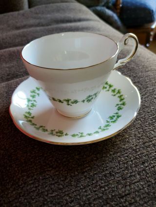 Regency English Bone China - Irish Shamrock Clover - Tea Cup And Saucer Set