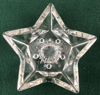 Four (4) Clear Vintage Glass Star Shaped Tapered Candle Holders 4.  5 " X 1.  25 "