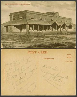 India Old Postcard Soldiers Home,  Amballa Umballa Soldier,  Military Building