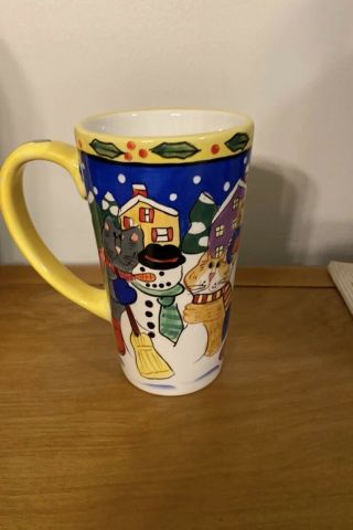 Catzilla Candace Reiter Cat Snowman Winter Holiday Christmas Mug Cup Latte