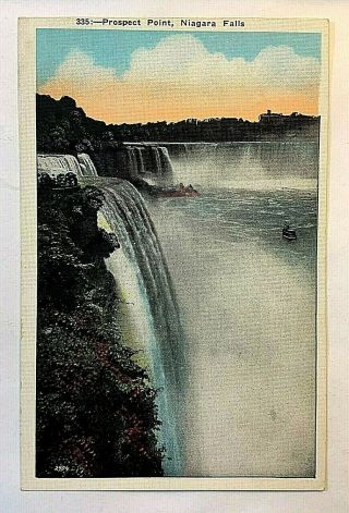 Vintage 1915 - 30 " Prospect Point " Niagara Falls Ny Usa Hand Colored Postcard 920