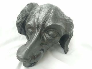 Antique Hand Carved Wood Dog Head Sculpture