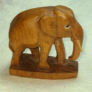 Vintage Hand Carved Wood African Elephant Statue Figurine Mid Century Modern