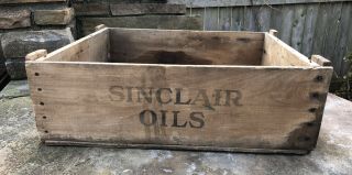 Vtg 1920s Sinclair Oils Opaline Ford 1/2 Gallon Oil Cans Wood Crate Box