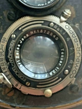 Antique Vintage Rolleiflex Camera Carl Zeiss Tessar 1:2.  8 Compur Rapid 3