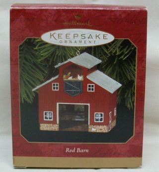 1999 " Red Barn " Pressed Tin Three - Dimensional Hallmark Keepsake Ornament 3 " Tall