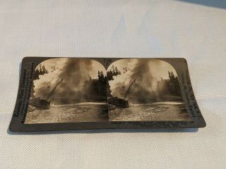 Antique Stereoview Photo Card Geyser Firehole River Yellowstone