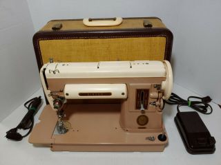 Vintage Singer 301a Slant Needle Sewing Machine Heavy Duty Tan,  Case - See Video