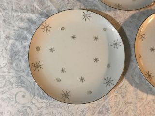 Fine Snowflake Japan Dessert Plates Set Of 3 Vintage White Porcelain Silver Rim 2