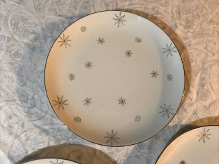 Fine Snowflake Japan Dessert Plates Set Of 3 Vintage White Porcelain Silver Rim 3