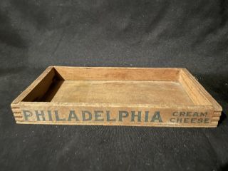 Vintage Philadelphia Cream Cheese Wood Wooden Crate Tray Box 5 X 9 " Primitive