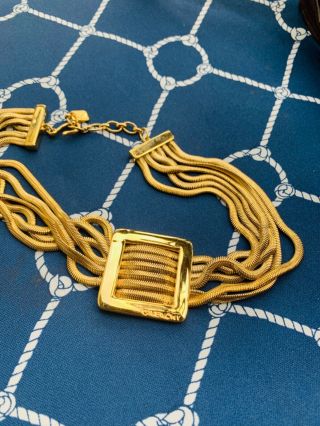 Vintage Givenchy Gold Tone Plated Runway Signed Necklace Choker