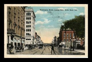 Dr Jim Stamps Us Washington Street South Bend Indiana Old Cars Postcard 1918