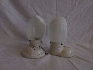 Antique Vintage Art Deco Porcelain/milk Glass Pull Chain Bathroom Sconce
