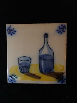 Vintage,  Old Portuguese Tile,  Hand Painted,  Azulejo 5 X 5 Inches