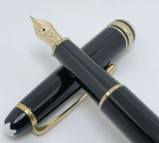 Vintage Montblanc Meisterstuck No.  144 Black Fountain Pen 14k Gold Nib