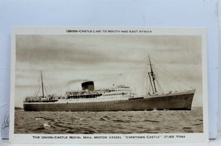 Boat Ship Union Castle Royal Mail Motor Vessel Capetown Postcard Old Vintage Pc