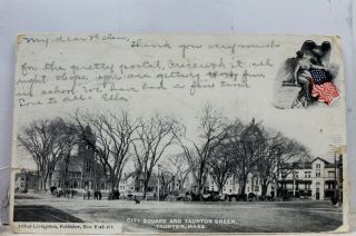 Massachusetts Ma Taunton Green City Square Postcard Old Vintage Card View Post