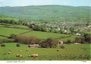 Lampeter From The Hills Ceredigion,  Wales Lovely Vintage Postcard (june 1974).