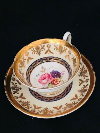 Vtg.  Royal Grafton Tea Cup And Saucer Gold With Roses