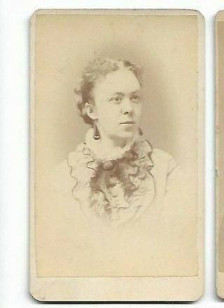 Vintage Cdv - Unknown Woman By W H Fitton Photographer Worcester,  Ma (2139)