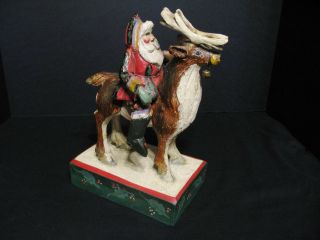 Rare Vintage 1989 House Of Hatten 11” Figurine – Santa Riding Reindeer Deer