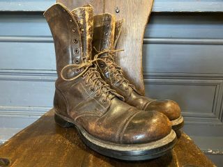 Vintage Wwii Brown Paratrooper Jump Boots Size 9 1/2 C World War Two Corcoran