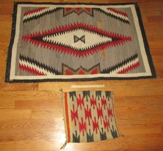 Vintage Early 20th C Native American Indian Navajo Saddle Blanket Rugs