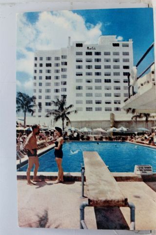 Florida Fl Miami Beach Monte Carlo Hotel Pool Cabana Club Postcard Old Vintage