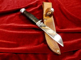 Rare 1940 - 1965 Case Usa Vintage Hunting Skinning Knife & Case Xx Leather Sheath