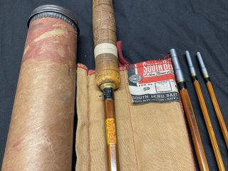 Vintage 1940’s South Bend 59 Bamboo Fly Rod With Rod Tube & Sleeve