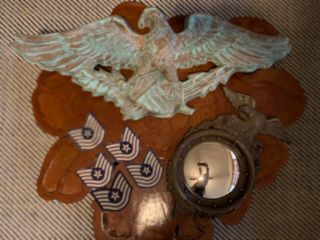 Antique Eagle Bulls Eye Mirror,  Eagle Structure,  And Patches