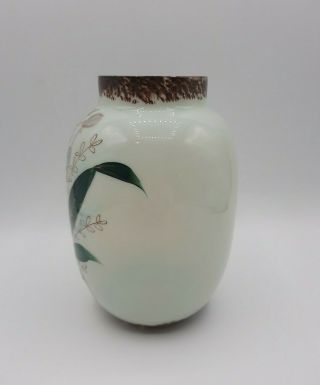 Antique Hand Blown Glass Vase Hand Painted Flower Design 6 